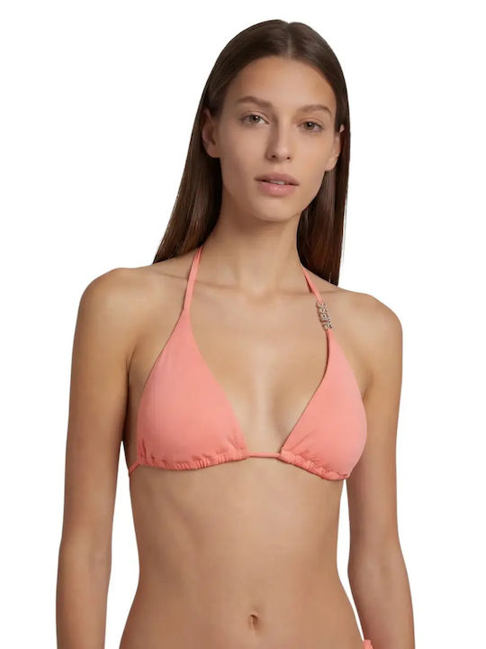 Guess Top Bikini Triunghi cu Burete Corai