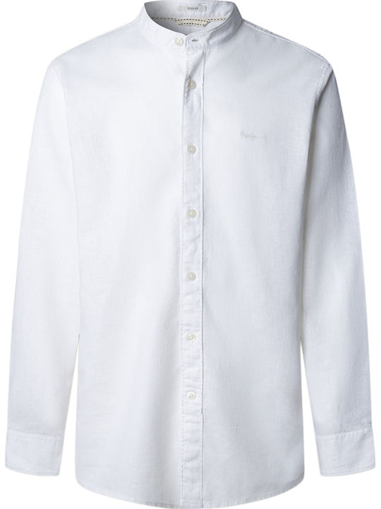 Pepe Jeans Long Sleeve Linen Shirt White