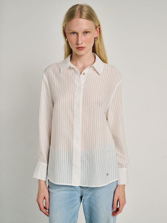 Staff Long Sleeve Women's Shirt White Striped 6...