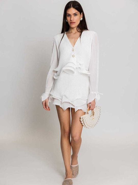 Elli White Pleated Skirt White