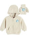 Kids Sweatshirt Cardigan with Hood Beige