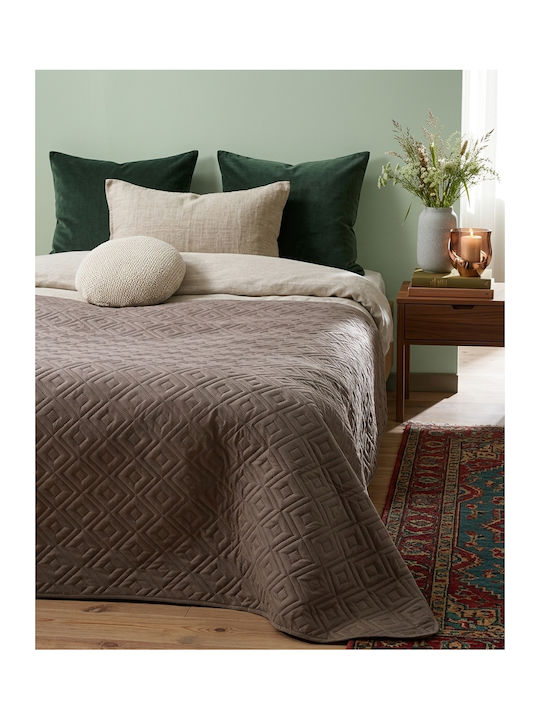 Single Coverlet Brown And Beige 160x220cm