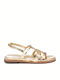 Leather Women's Flat Sandals Gold