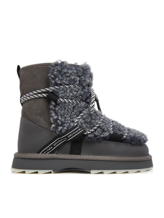 Leder Damen Stiefeletten Grau