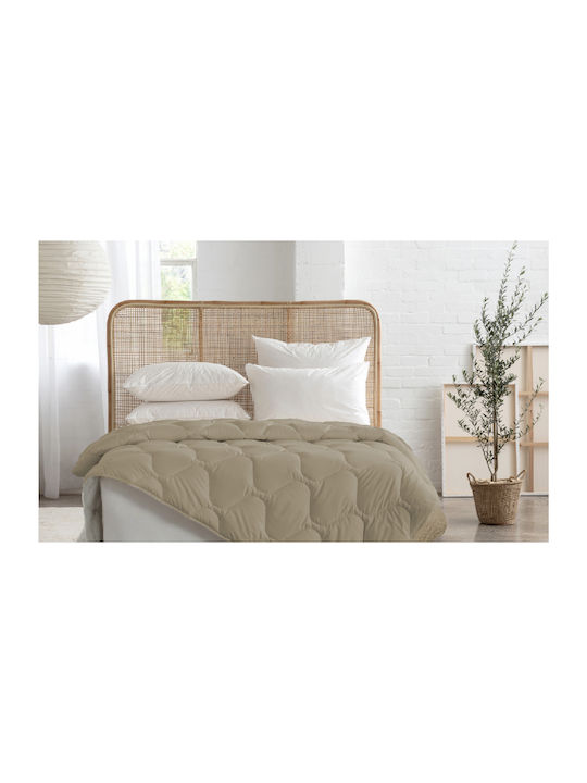 Carmel Doppel-Wollene Steppdecke 200x215cm Beige 80 GSM