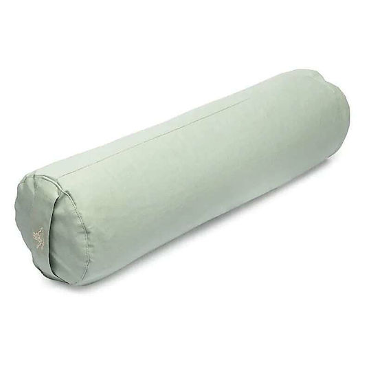 Yoga Bolster Round Yoga Pillow Light Green Organic Cotton 60x16cm