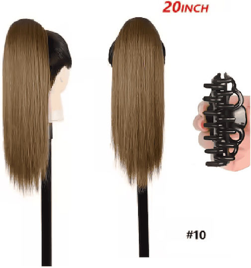 Ponytail Synthetic Hair Kanekalon High Quality Clamper Straight Light Chestnut #10 50cm