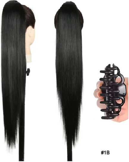 Ponytail Extension Synthetische Haar Kanekalon Hochwertige Clips Gerade Schwarze # 1b 71cm