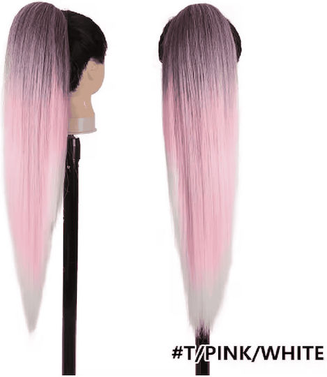 Ponytail Synthetic Hair Kanekalon High Quality Nest Comb Straight Pink White 71cm