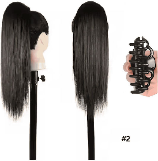 Ponytail Synthetic Hair Kanekalon High Quality Clamper Straight Natural Black #2 50cm