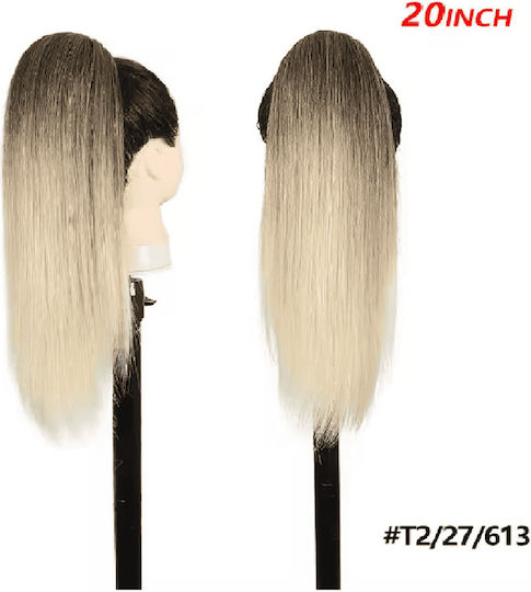 Ponytail Haarverlängerung Synthetisches Haar Kanekalon Hochwertige Wurzel Haarspange Gerade Kastanienblond Ombre #t2 27 50cm