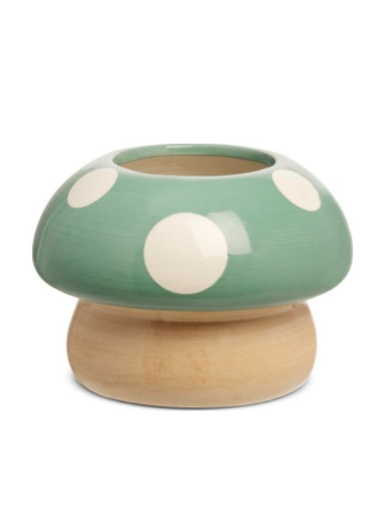 Likò Italia Ceramic Green Plant Pot with Stand 14x14x10cm
