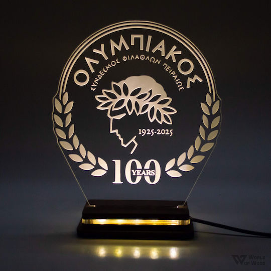 World of Wood Decorative Lamp Olympiacos 100 Years LED 22x18cm