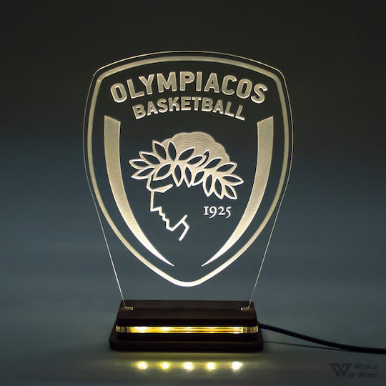 World of Wood Decorative Lamp Olympiacos Basketball LED 20x15cm