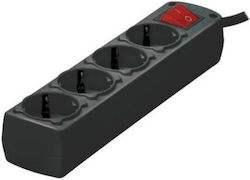 Transmedia Power Strip 4 Sockets Gray Transmedia Power Strip 4 Sockets Gray