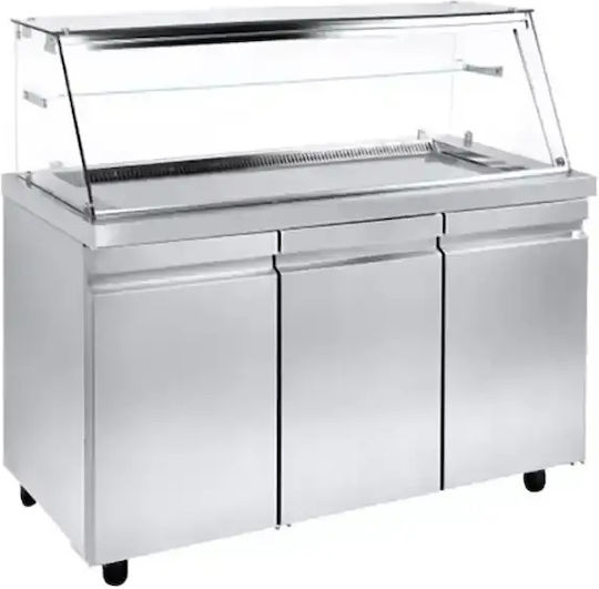 Niki Inox Bufet De Încălzire Cu Putere 2000W Și Dimensiuni 134x80x129cm Vitrină