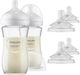 Philips Set Biberoane din Plastic Natural Anti-colici cu Tetină din Silicon pentru 3+ luni Albe 260ml 2 bucăți