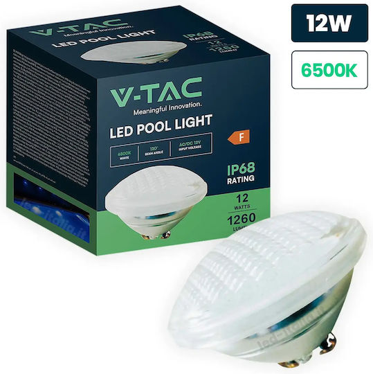 V-tac 217559 Led Λάμπα Πισίνας Par56 12w 1260lm Ψυχρό Λευκό 6500κ Ip68 12v