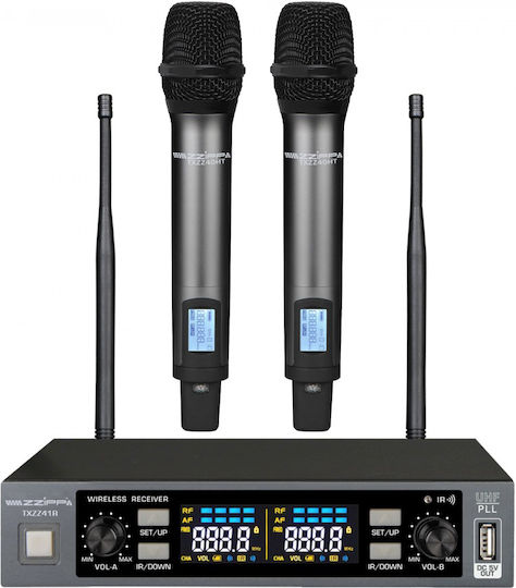 ZZiPP TXZZ412 Wireless Dynamic Handheld Microphone Set & Dual Receiver