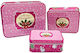 Set Metal Christmas Gift Box Pink 3 Pieces