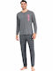 Cool Winter Checked Men's Pyjama Pants Gray