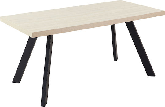Lithos Τραπέζι Τραπεζαρίας Beige Μαυρο