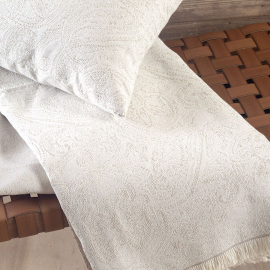 Rythmos Ivy Three-Seater Sofa Throw 2 Sides Jacquard 180x280cm Ecru