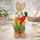 Easter Decoration Rustic Bunny Carrot Made Straw Textile 23 Cm