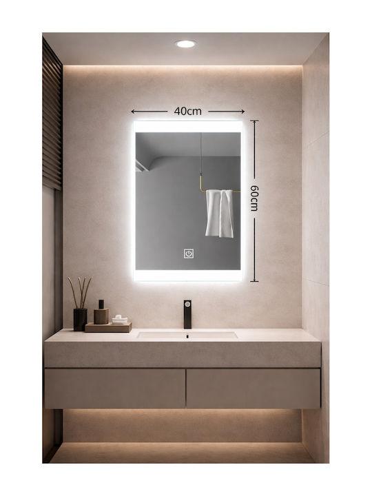 Smart Правоъгълен Огледало За Баня LED Touch 60x40см