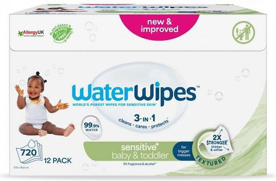 WaterWipes Бебешки Кърпички с 99% Вода Без Алкохол и Парабени 12x60 бр