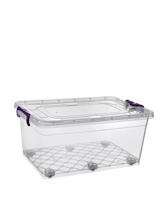 Viosarp Plastic Storage Box with Wheels and Lid 44.5x67.5x30cm