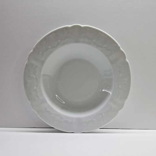 Cryspo Trio Regina Deep Porcelain White Serving Plate 23cm