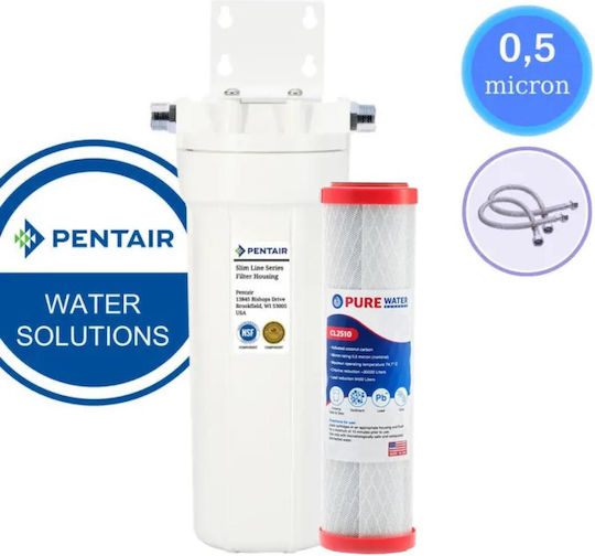 Pentair 2g Slimline Wasserfiltrationssystem mit Wasserhahn und Ersatzfilter 50-0087/CL