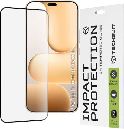 Techsuit Voller Leim Vollflächig gehärtetes Glas Schwarz (Honor 600 Lite)
