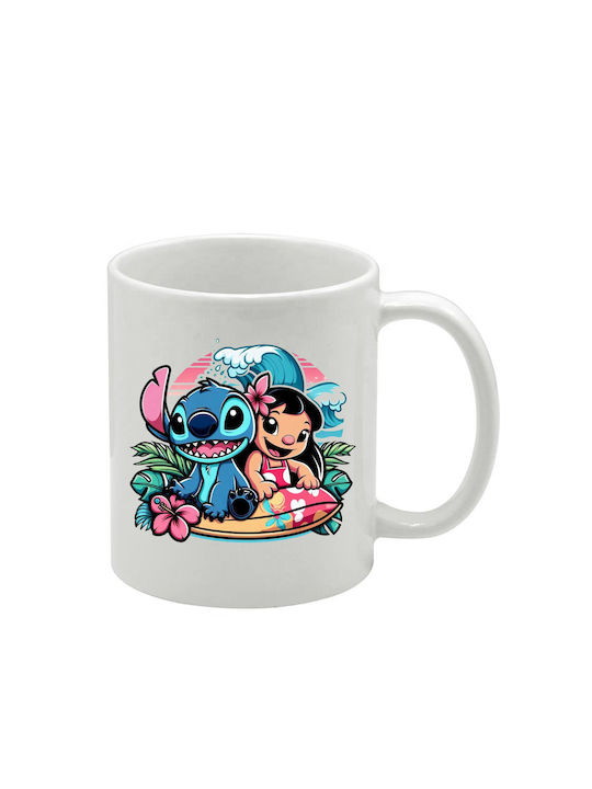 Λευκή Κούπα Lilo&stitch