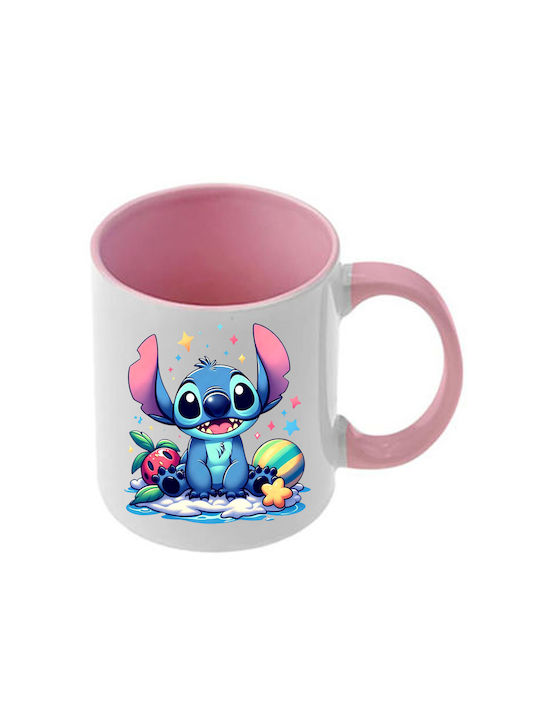 Κούπα Lilo&stitch Ροζ Λαβή Εσωτερικό