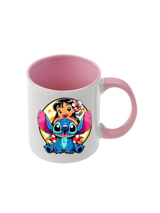 Κούπα Lilo&stitch Ροζ Λαβή Εσωτερικό