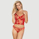 Σετ Εσώρουχα Δαντέλα & Κέντημα Butterfly Pattern Embroidery Mesh Lingerie Set Underwire Κόκκινο