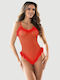 Plus Size Sexy Bodysuit with Transparency Red