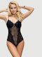Sexy Bodysuit Open Crotch & Lace Crotchless High Quality Lace Splicing Sexy Teddy Underwire Black
