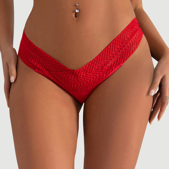 Plus Size Ανοιχτό Κιλοτάκι Hollowed Out Ladies Panty Open Back Κόκκινο