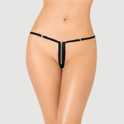 Plus Size Σέξι Κιλοτάκι Φερμουάρ Zip Front Sexy Black Thong Knickers – Μαύρο