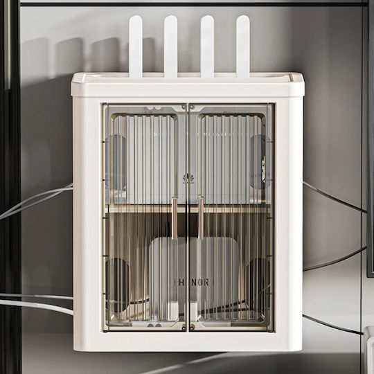 Suport Pliabil Pentru Depozitare Router Wifi Autocolant Dimensiuni 33 Cm X 28 Cm X 14.3 Cm Alb