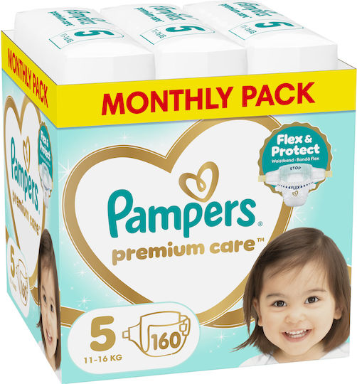 Pampers Памперси с Лента Premium Care Monthly Pack No. 5 за 11-16kg 160бр