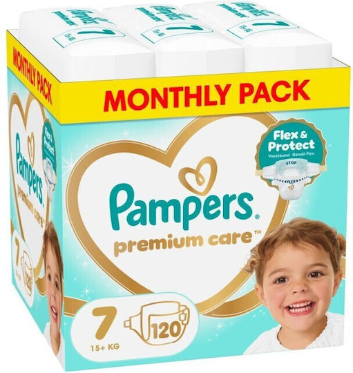 Pampers Tape Diapers Premium Care Monthly Pack No 7 for 15+kg 120 Pieces