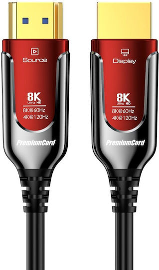 PremiumCord HDMI 2.1 Ultra High Speed 48Gbps 4K 120Hz HDR VRR Cable HDMI male - HDMI male 30m Μαύρο