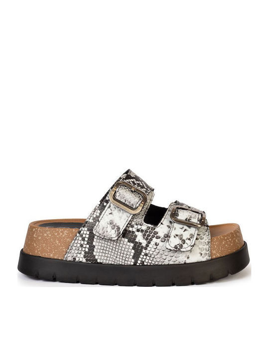 Carad Shoes Leather Sandals Black and White