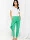 Pantalon Dama Din Țesătură Croială Tapered Verde