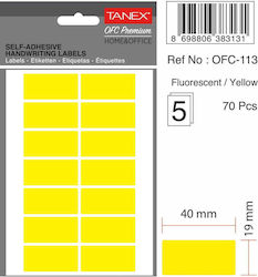 Tanex 70τμχ Αυτοκόλλητες Ετικέτες σε Κίτρινο Χρώμα 19x40mm Tanex 70τμχ Αυτοκόλλητες Ετικέτες σε Κίτρινο Χρώμα 19x40mm