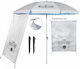 Maui & Sons Umbrelă De Plajă Pliabilă Din Aluminiu Cu Diametru De 2.2m Cu Parasolar Protecție UV Și Rezistență La Vânt Clear Sky
